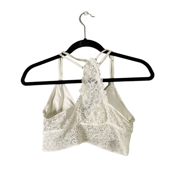 Aerie White/Off-White Floral Boho Lace Bralette Size Medium Pads Not Included - Picture 2 of 5